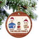 Flat Art - Christmas, Funny Gift For Family, Couple, Dad, Mom, Grandpa, Grandma - Personalized Circle Ceramic Ornament