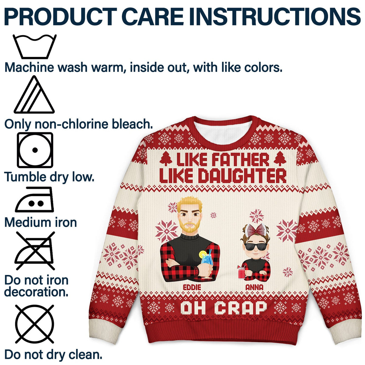 Like Father Like Daughter Oh - Christmas Gift For Dad, Grandpa - Personalized Unisex Ugly Sweater