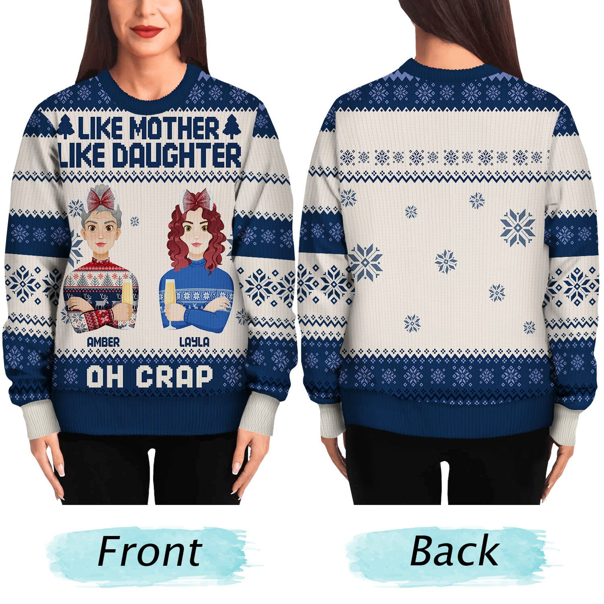 Like Mother Like Daughter Oh - Christmas Gift For Mom, Grandma - Personalized Unisex Ugly Sweater