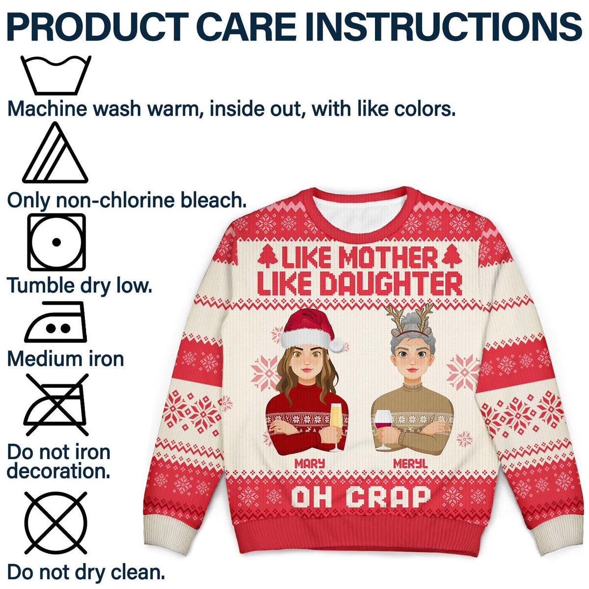 Like Mother Like Daughter Oh - Christmas Gift For Mom, Grandma - Personalized Unisex Ugly Sweater