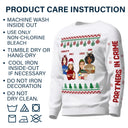 Flat Art - Noël, cadeau amusant pour famille, couple, papa, maman, grand-père, mamie - Sweat-shirt personnalisé avec empreinte sur la manche