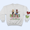 Sisters Are Tied Together With Heartstrings - Christmas Gift For Besties, Sisters - Personalized Sweatshirt With Sleeve Imprint