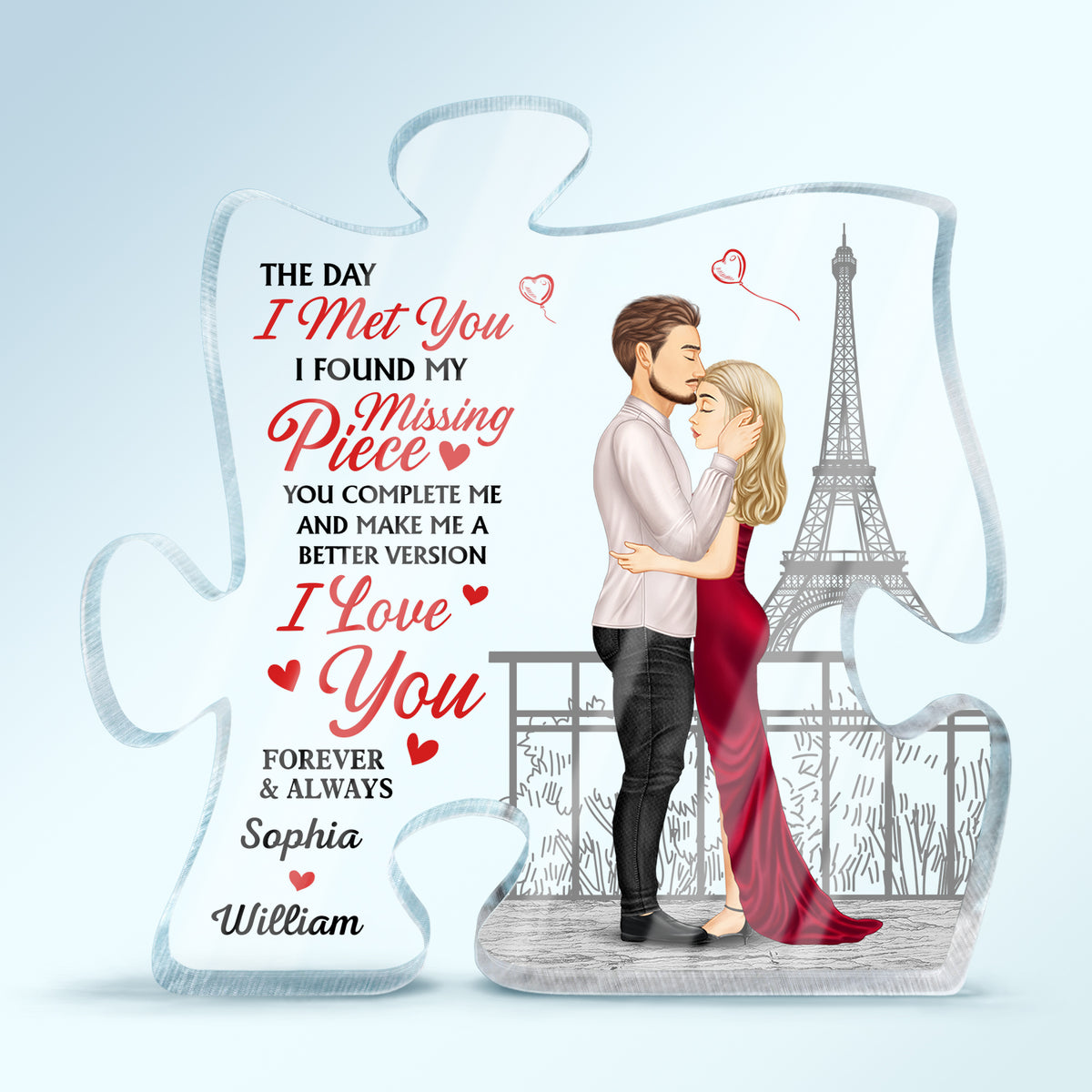 Personalized Desktop - Puzzle Acrylic Plaque - Gifts For Couple - The day I  met you (36391) Wedding Gifts 