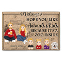 Flat Art Hope You Like Animals And Kids - Anniversary, Birthday, Home Decor Gift For Couple, Family - Personalized Doormat