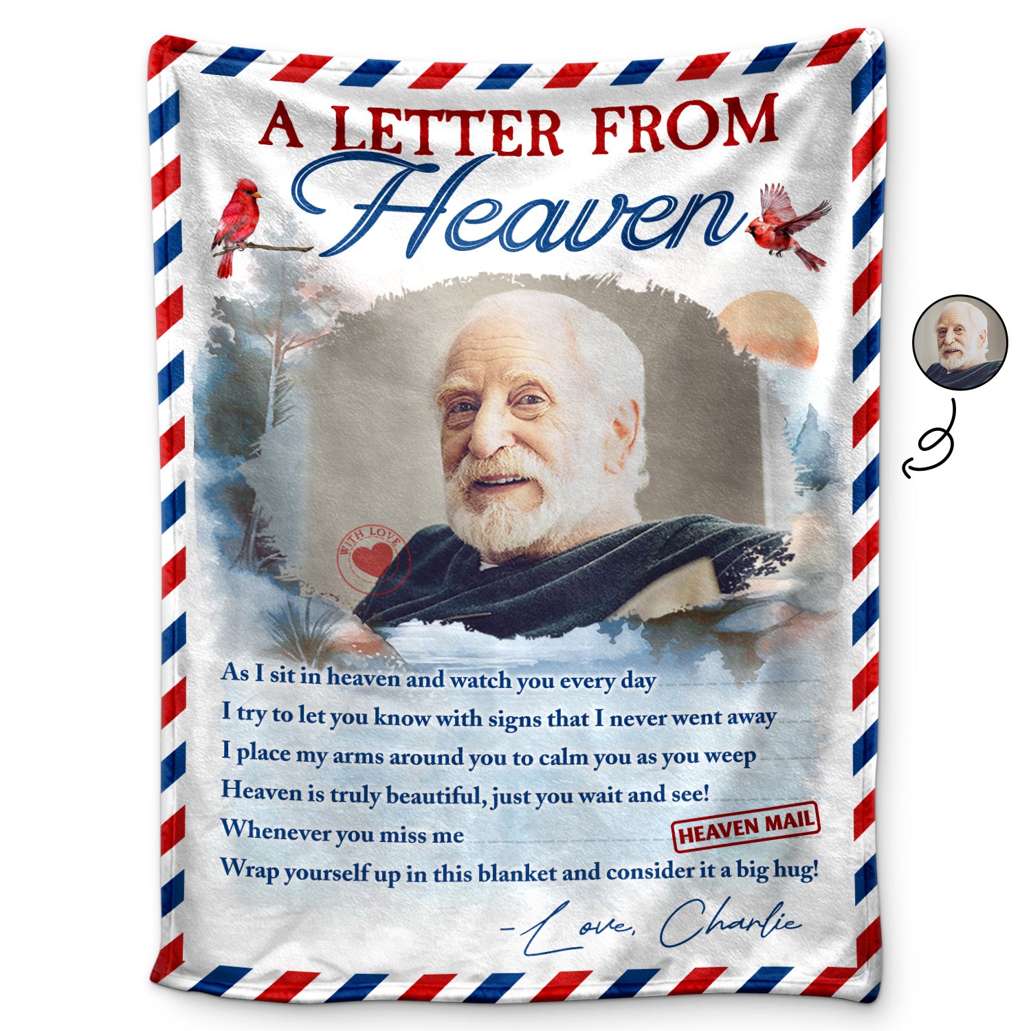 Custom Photo A Letter From Heaven Wrap Yourself Up - Memorial Gift For Family, Friend, Pet Lover - Personalized Fleece Blanket