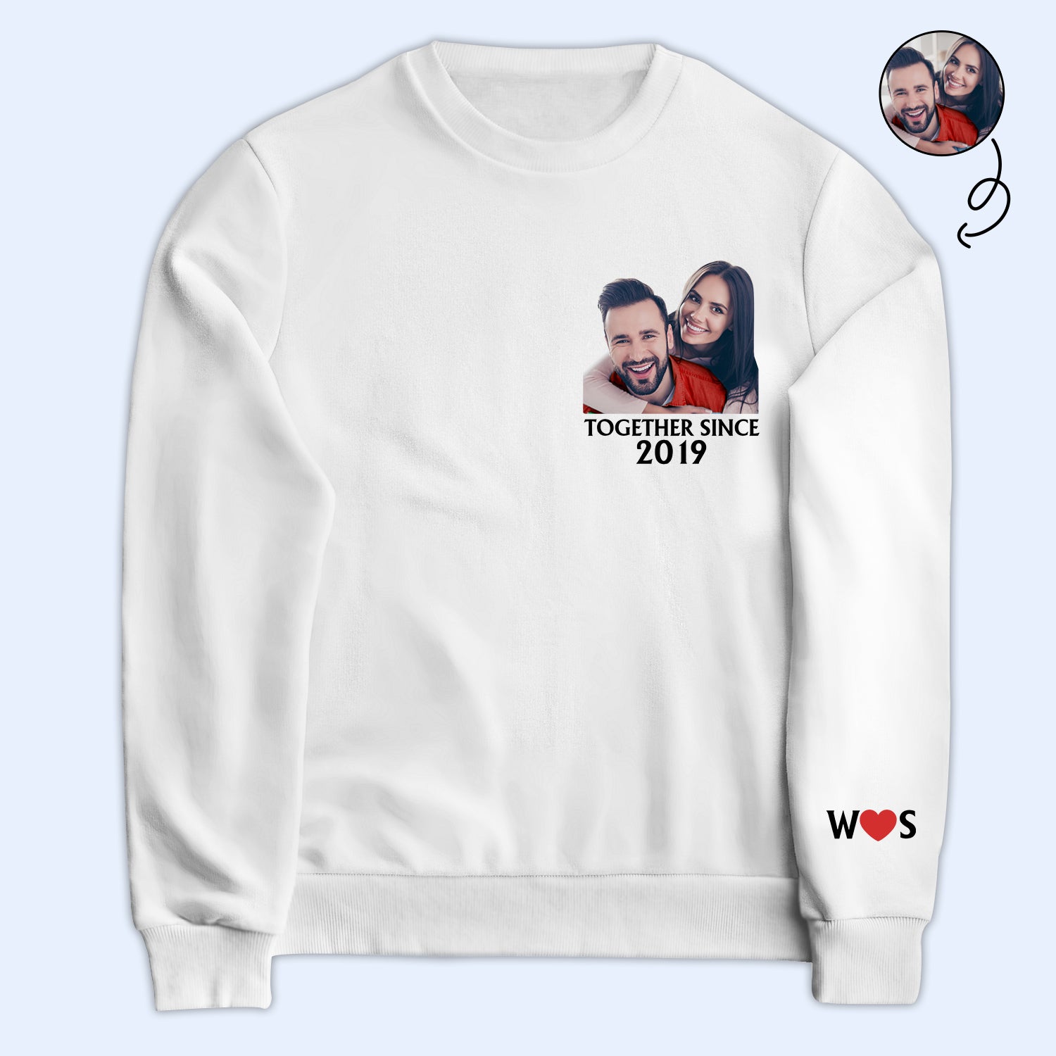 Custom Photo Together Since Husband & Wife - Gift For Couples - Personalized Sweatshirt With Sleeve Imprint