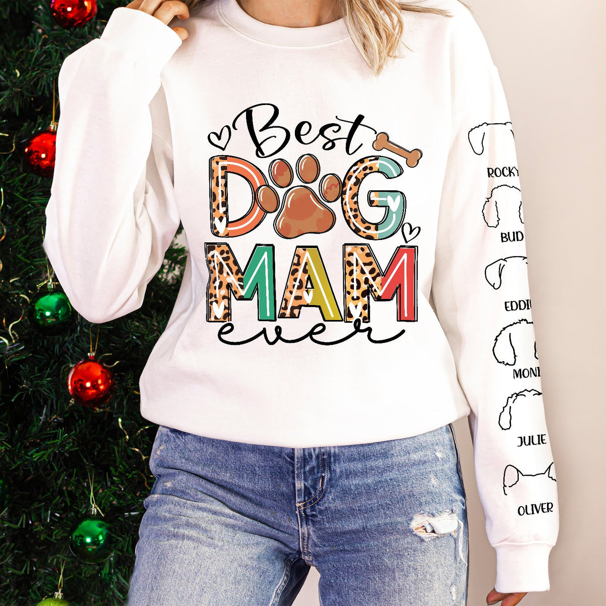 Best Dog Mom - Gift For Mothers, Pet Lovers - Personalized Sweatshirt With Sleeve Imprint