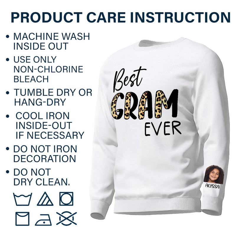 Custom Photo Best Mom Ever - Gift For Mothers And Grandmas - Personalized Sweatshirt With Sleeve Imprint