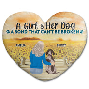 A Bond That Can't Be Broken - Gift For Dog Lovers, Dog Mom, Dog Dad - Personalized Heart Shaped Pillow