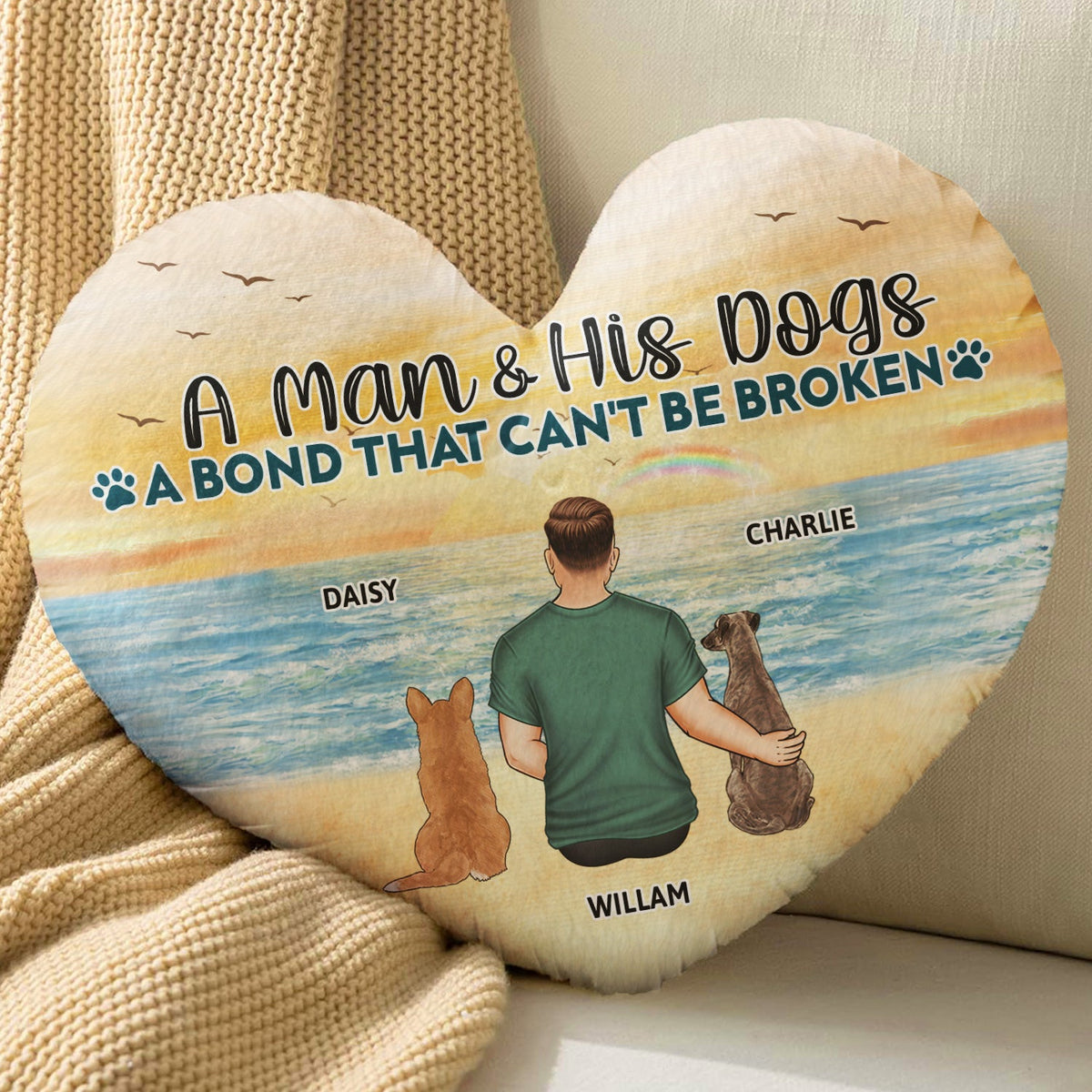 A Bond That Can't Be Broken - Gift For Dog Lovers, Dog Mom, Dog Dad - Personalized Heart Shaped Pillow