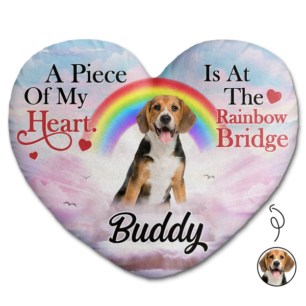 Photo personnalisée « Un morceau de mon cœur » – Cadeau commémoratif pour les amoureux des chats et des chiens – Oreiller personnalisé en forme de cœur
