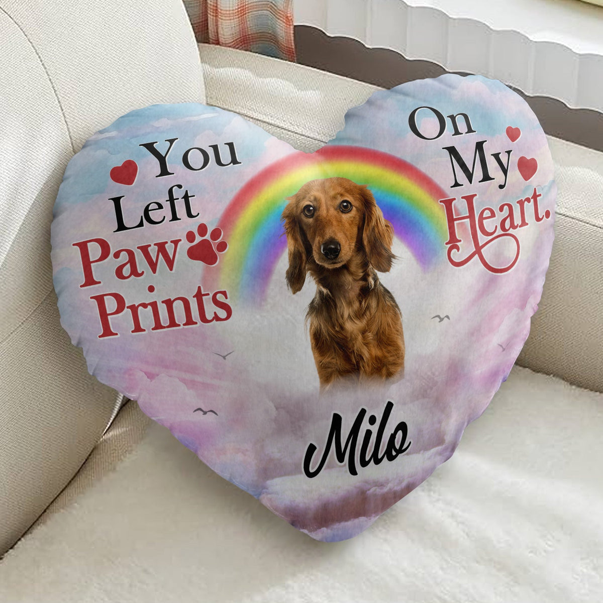 Custom Photo A Piece Of My Heart - Memorial Gift For Cat Lovers, Dog Lovers - Personalized Heart Shaped Pillow