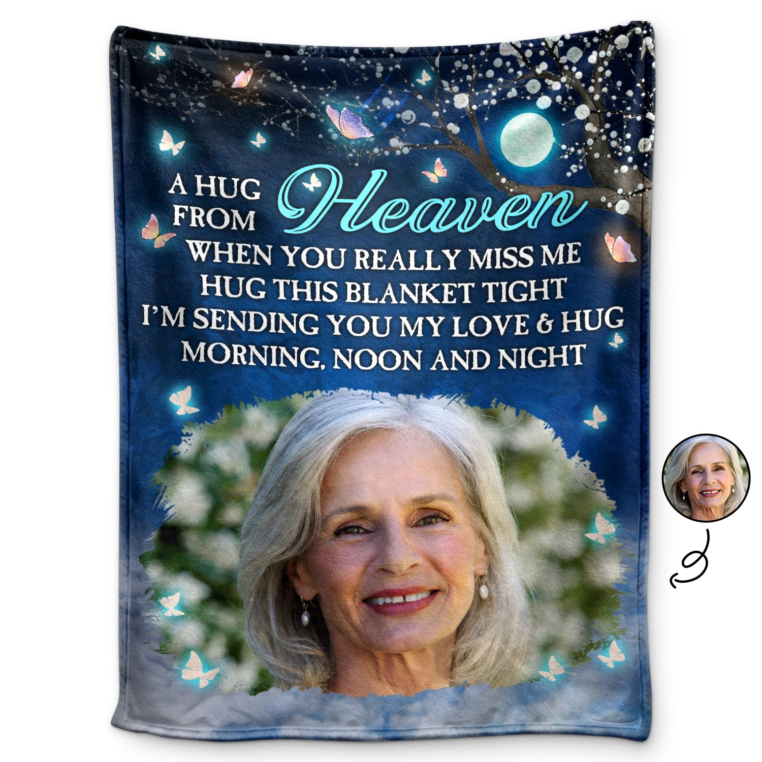 Custom Photo A Hug From Heaven When You Really Miss Me - Memorial Gift For Family, Friends - Personalized Fleece Blanket, Sherpa Blanket