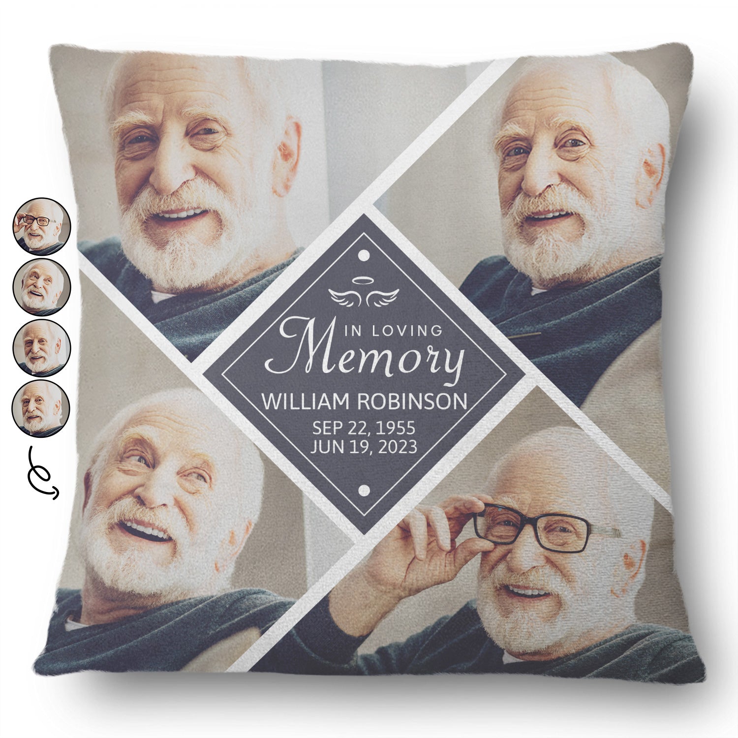 Custom Photo In Loving Memory Diamond - Memorial Gift For Family, Friends - Personalized Pillow