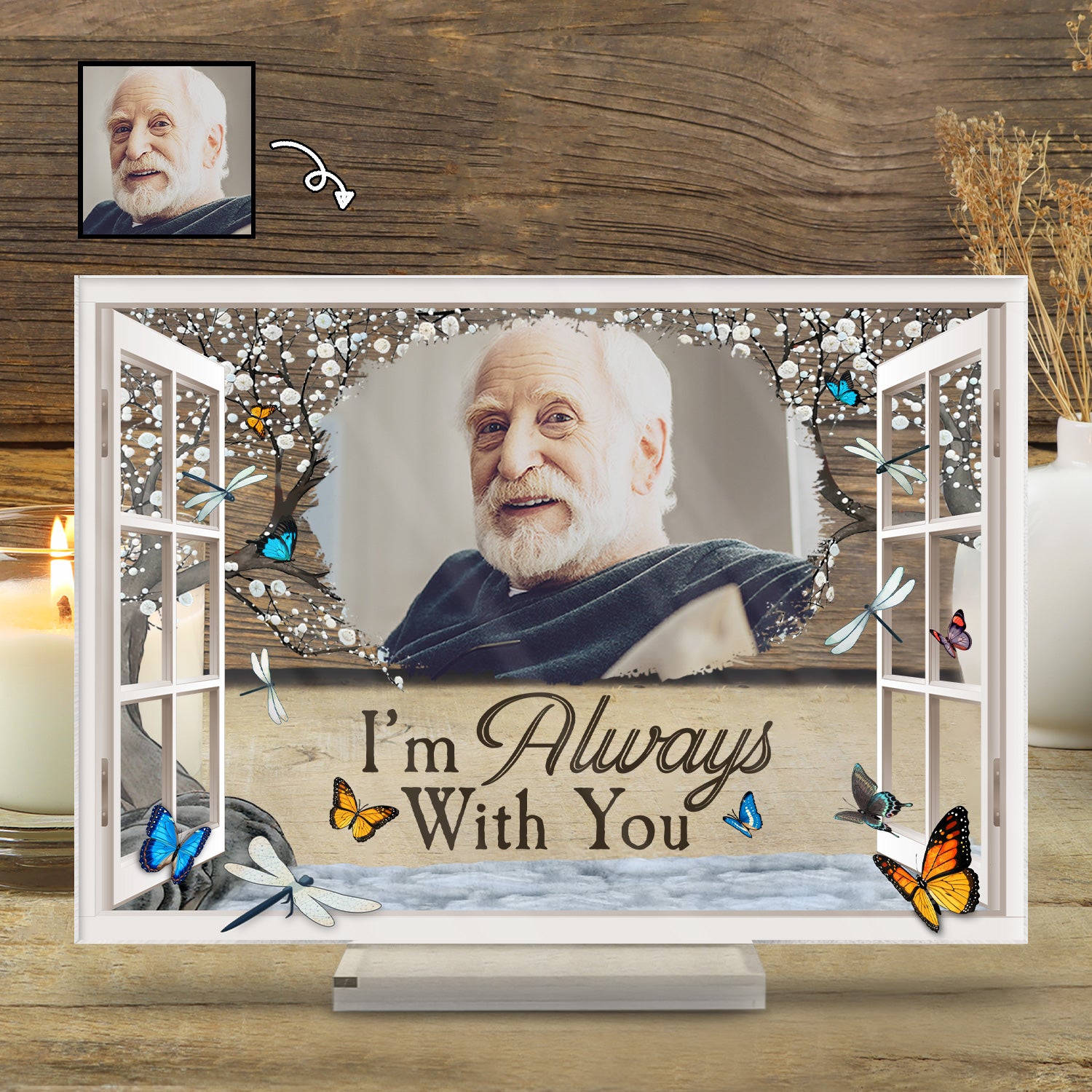 Custom Photo I'm Always With You Window - Memorial Gift For Family, Friends - Personalized Horizontal Rectangle Acrylic Plaque