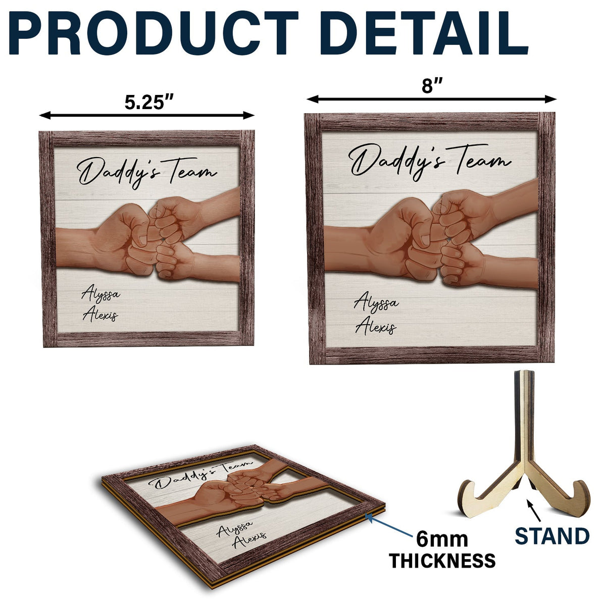 Punching Hand - Birthday, Loving Gift For Mom, Mum, Nana, Dad, Papa - Personalized 2-Layered Wooden Plaque With Stand