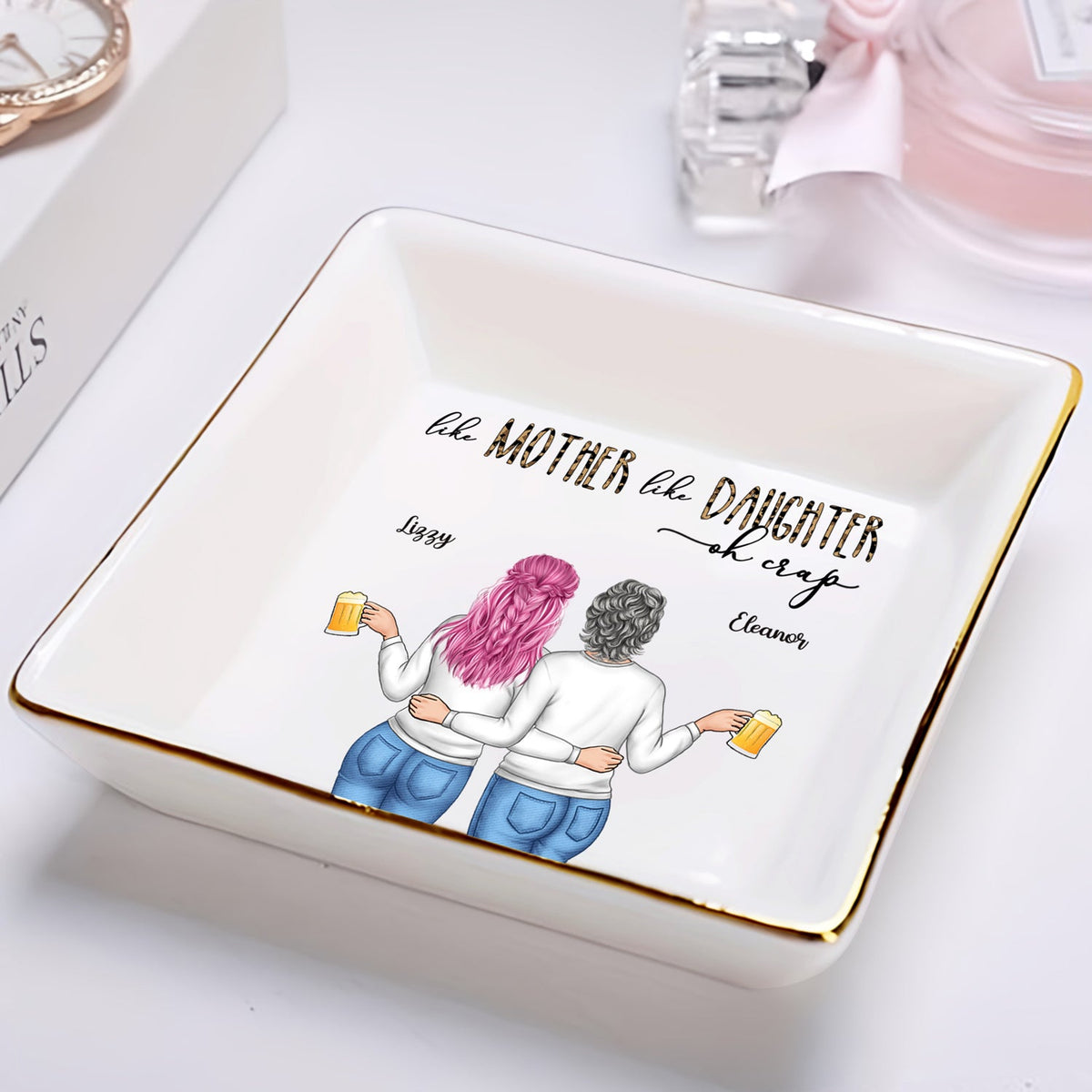 Telle mère, telle fille Oh - Cadeau d'anniversaire et d'amour pour maman, maman - Porte-bague personnalisé