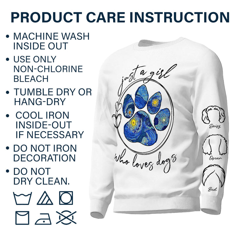 Just A Girl Who Loves Dogs Cats Night Sky - Birthday, Loving Gift For Dog Lover, Cat Mom, Pet Mum - Personalized Unisex Sweatshirt With Design On Sleeve