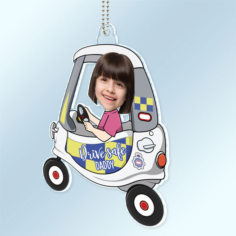 Porte-photo personnalisé « Safe Daddy » - Cadeau d'anniversaire ou d'amour pour papa, père, grand-père - Support de voiture en acrylique personnalisé