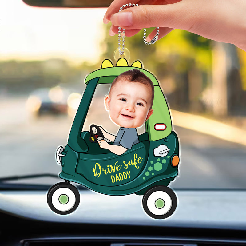Porte-photo personnalisé « Safe Daddy » - Cadeau d'anniversaire ou d'amour pour papa, père, grand-père - Support de voiture en acrylique personnalisé