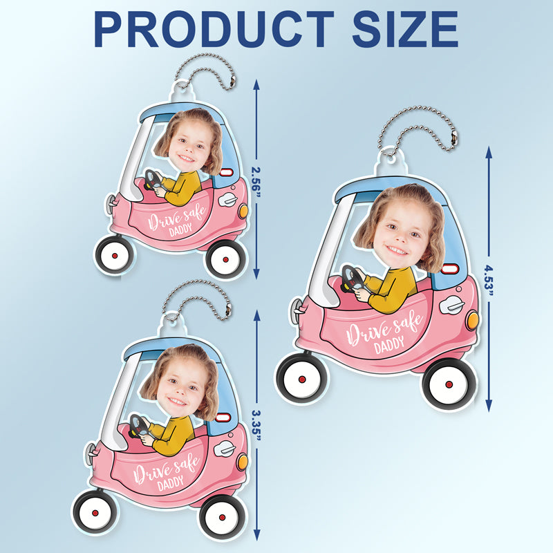 Porte-photo personnalisé « Safe Daddy » - Cadeau d'anniversaire ou d'amour pour papa, père, grand-père - Support de voiture en acrylique personnalisé