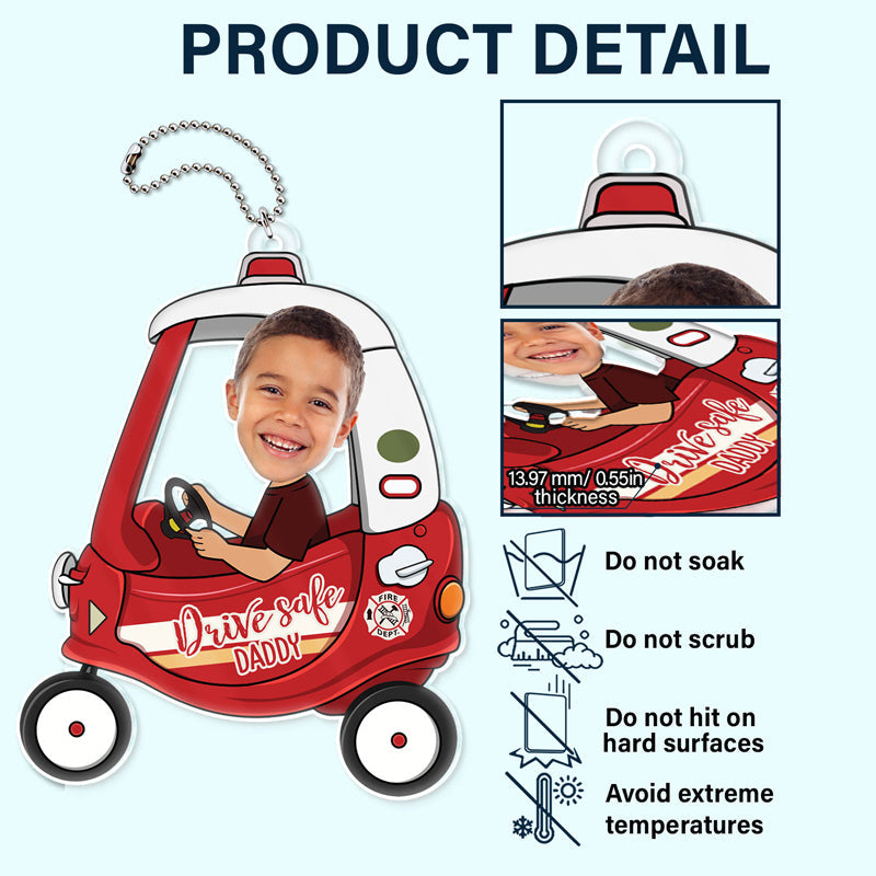 Porte-photo personnalisé « Safe Daddy » - Cadeau d'anniversaire ou d'amour pour papa, père, grand-père - Support de voiture en acrylique personnalisé