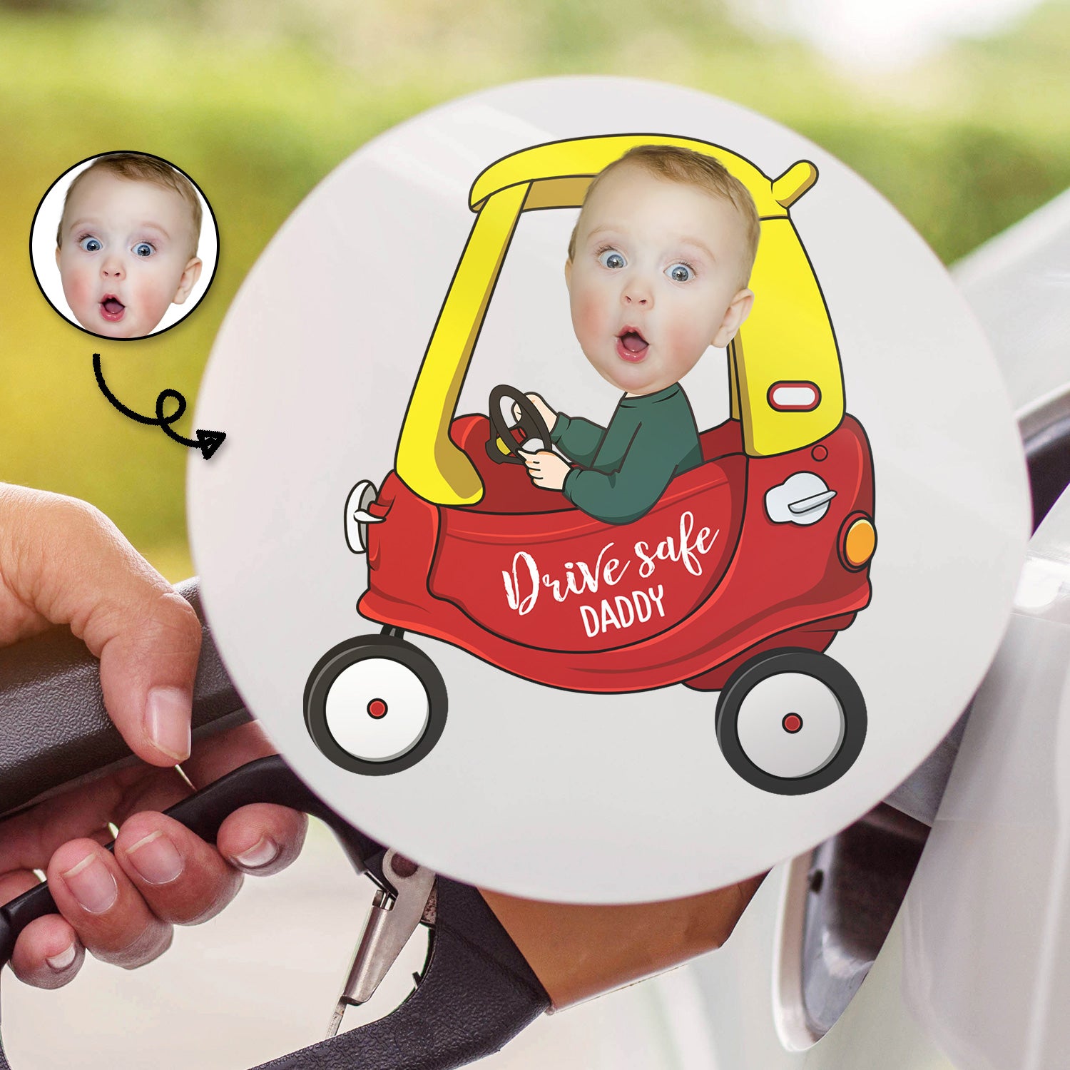 Custom Photo Drive Safe Daddy - Birthday, Loving Gift For Dad, Father, Papa, Grandpa - Personalized Camping Decal, Decor Decal