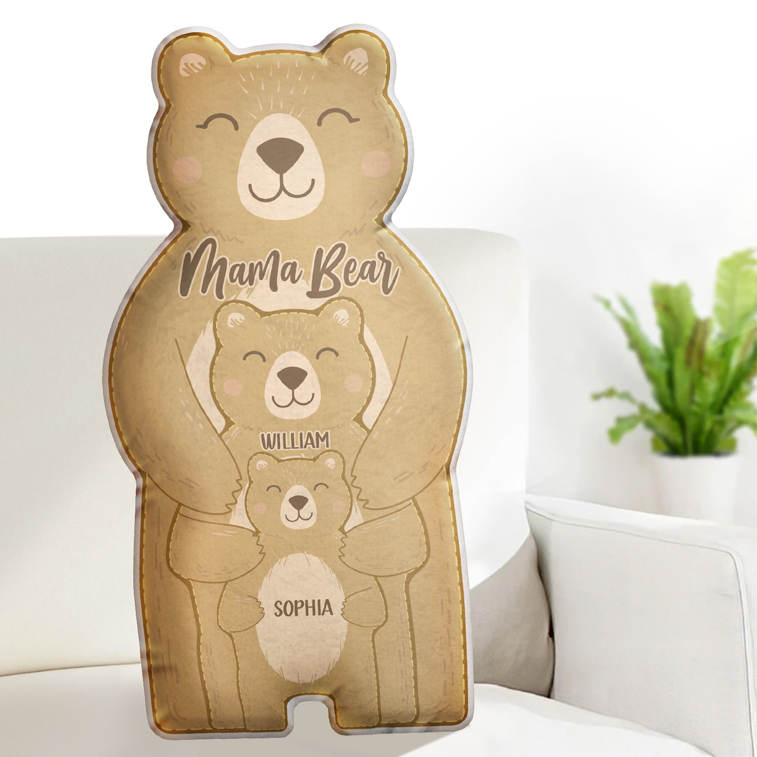 Mama Bear - Gift For Mothers - Personalized Custom Shaped Pillow