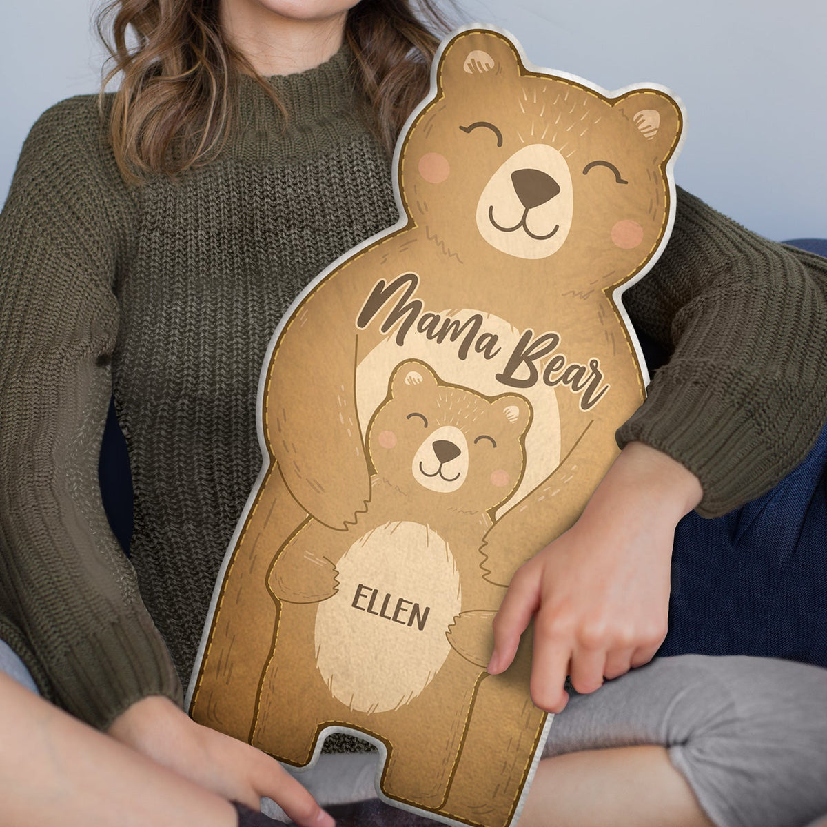 Mama Bear - Gift For Mothers - Personalized Custom Shaped Pillow