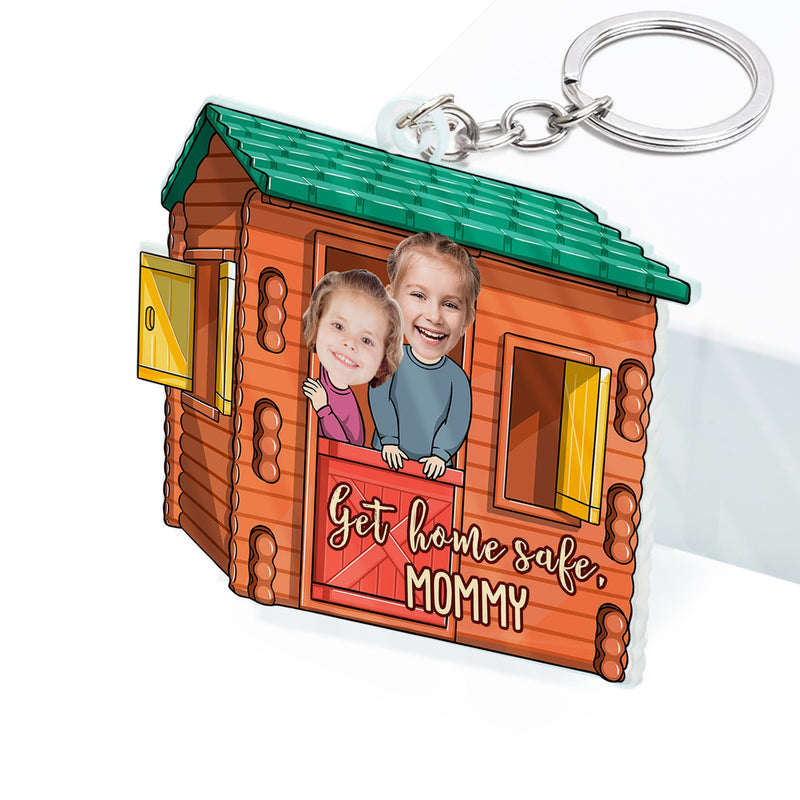 Custom Photo Get Home Safe Daddy - Gift For Dad, Grandpa, Mom, Grandma - Personalized Acrylic Keychain