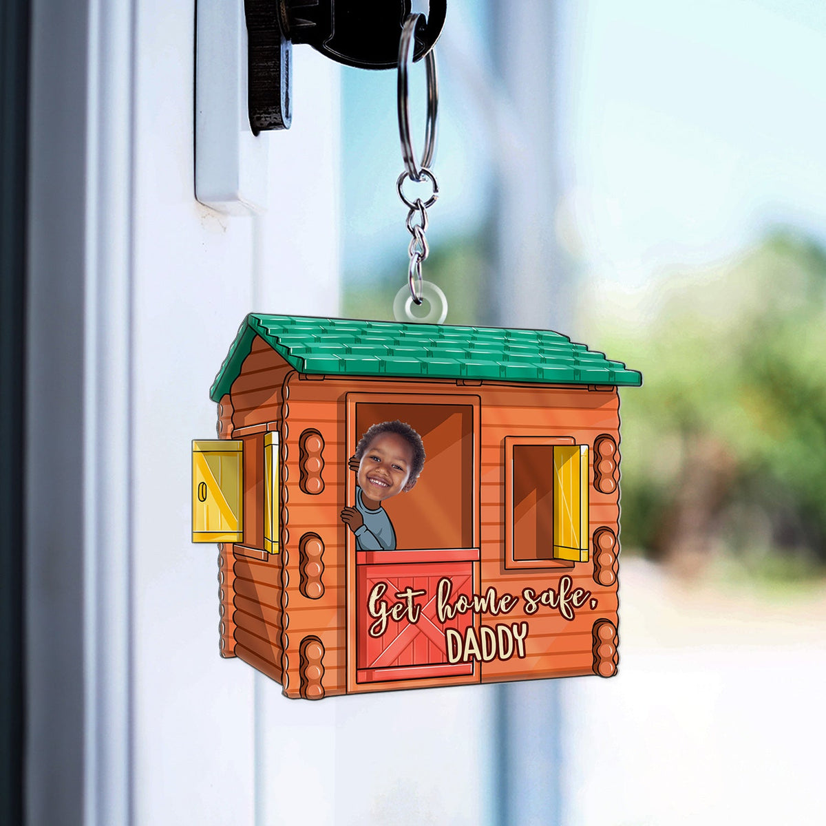 Custom Photo Get Home Safe Daddy - Gift For Dad, Grandpa, Mom, Grandma - Personalized Acrylic Keychain