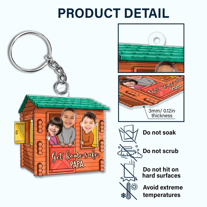 Custom Photo Get Home Safe Daddy - Gift For Dad, Grandpa, Mom, Grandma - Personalized Acrylic Keychain