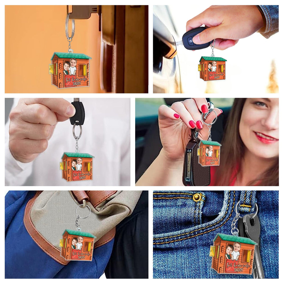 Custom Photo Get Home Safe Daddy - Gift For Dad, Grandpa, Mom, Grandma - Personalized Acrylic Keychain