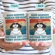 Bonjour serviteur humain - Cadeau pour amoureux des chats, maman chat, papa chat - Mug personnalisé