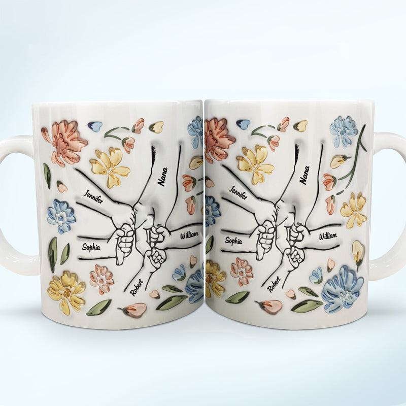 Hand In Hand, I Will Always Protect You - Gift For Mom, Grandma - 3D Inflated Effect Printed Mug, Personalized White Edge-to-Edge Mug