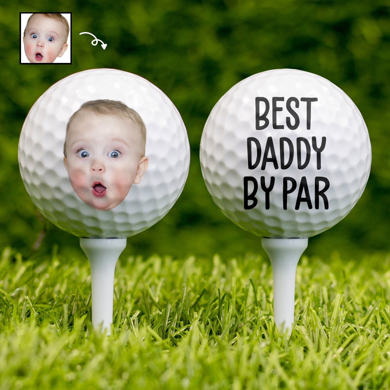 Custom Photo Best Daddy By Par - Gift For Dad, Father, Grandpa, Golfer, Golf Lover - Personalized Golf Ball