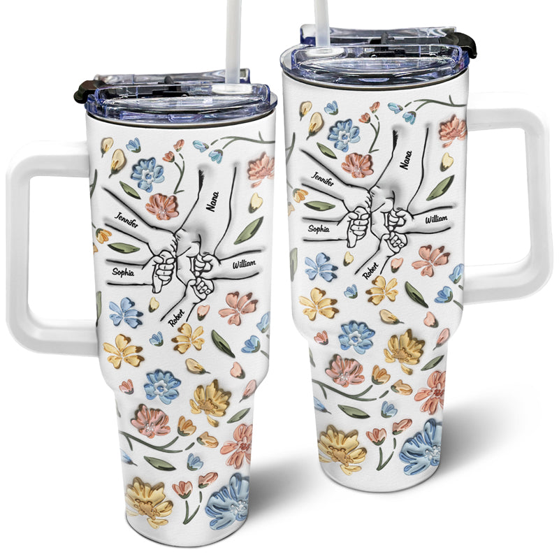 Hand In Hand, I Will Always Protect You - Gift For Mom, Grandma - 3D Inflated Effect Printed Cup, Personalized 40oz Tumbler With Straw