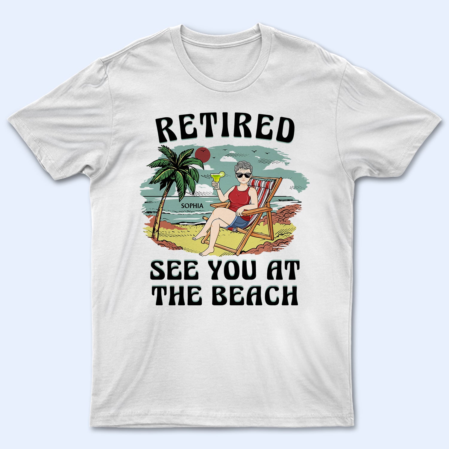 Retired See You At The Beach Vintage - Retirement Gift For Beach Lovers, Dad, Mom, Grandpa, Grandma - Personalized T Shirt