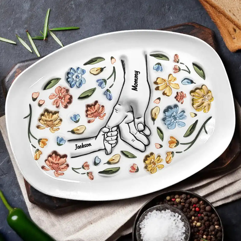 Hand In Hand, I Will Always Protect You - Gift For Mom, Grandma - 3D Inflated Effect Printed Personalized Plate