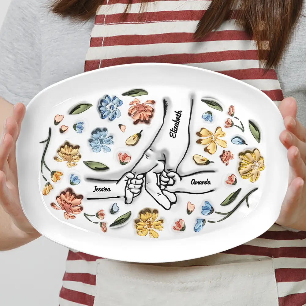Hand In Hand, I Will Always Protect You - Gift For Mom, Grandma - 3D Inflated Effect Printed Personalized Plate