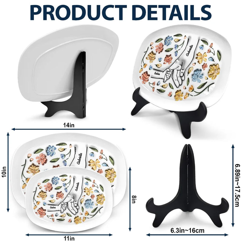 Hand In Hand, I Will Always Protect You - Gift For Mom, Grandma - 3D Inflated Effect Printed Personalized Plate