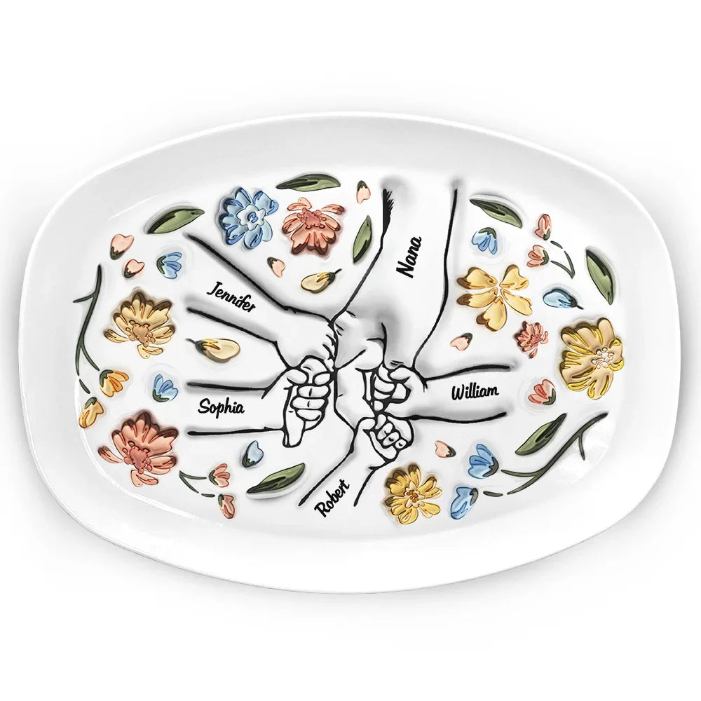 Hand In Hand, I Will Always Protect You - Gift For Mom, Grandma - 3D Inflated Effect Printed Personalized Plate