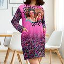 Robe à poche personnalisée avec photo léopard rose vif - Cadeau pour femme, maman, amoureux des animaux