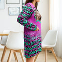 Robe à poche personnalisée avec photo léopard rose vif - Cadeau pour femme, maman, amoureux des animaux