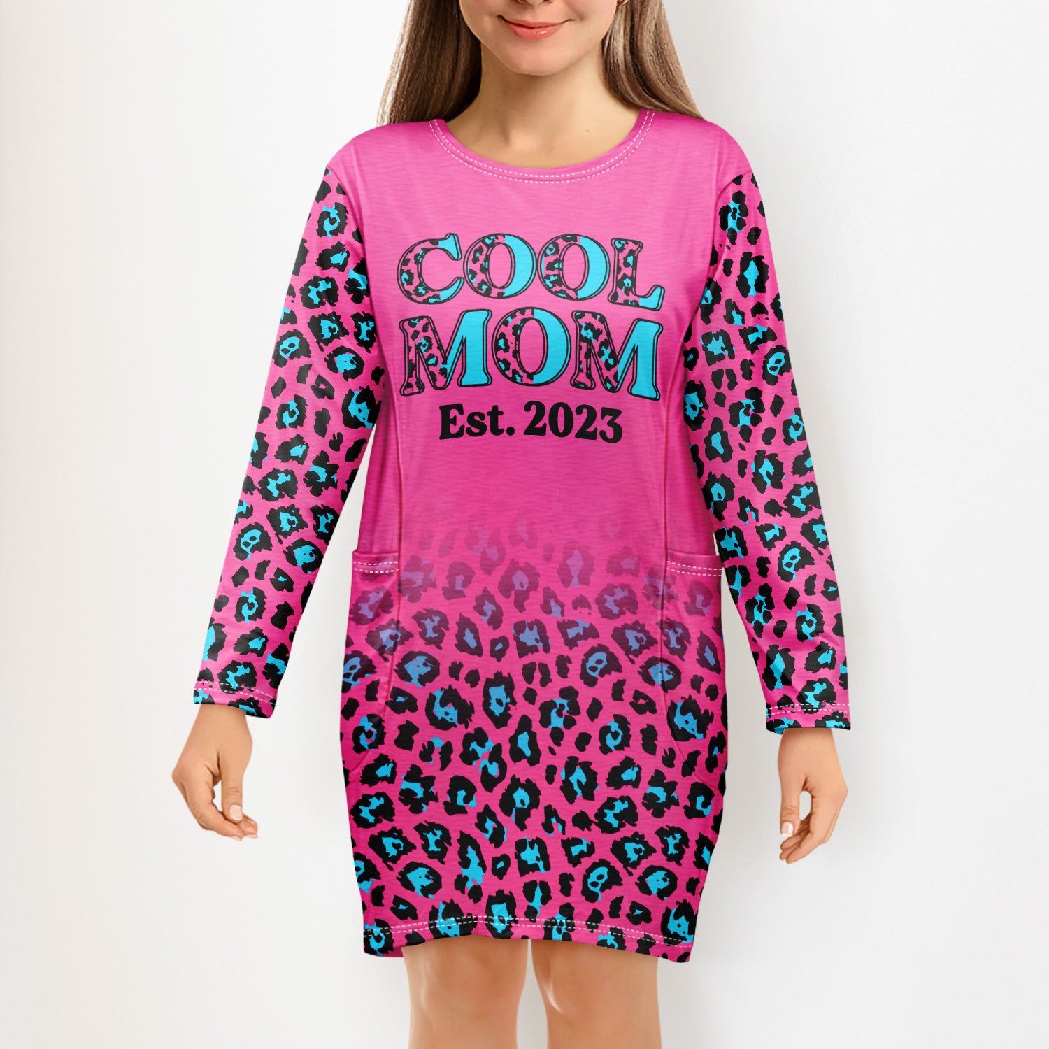 Spoiled Wife Cool Mom Hot Pink Leopard - Gift For Women, Mother, Nana - Personalized Pocket Dress