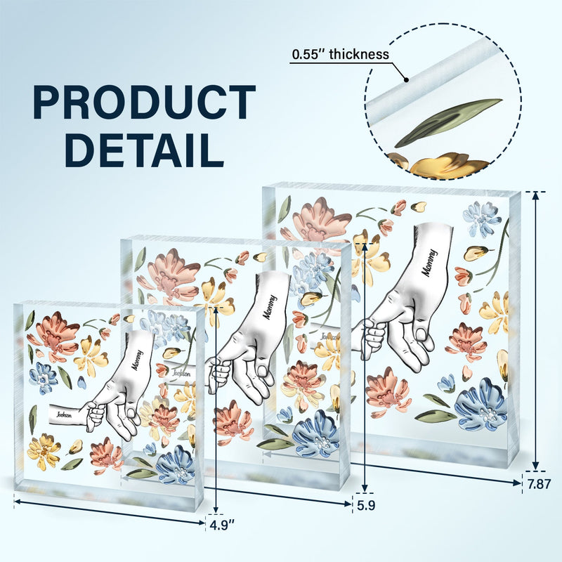 Hand In Hand, I Will Always Protect You - Gift For Mom, Grandma - Personalized Square Shaped Acrylic Plaque