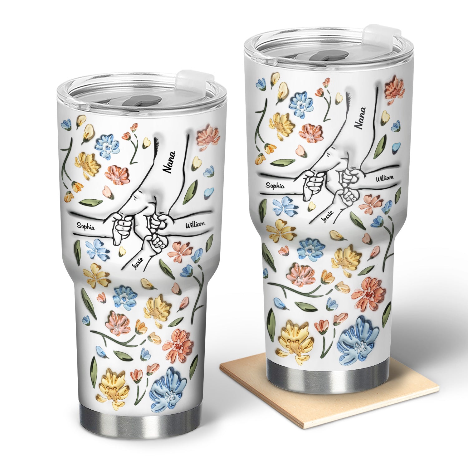 Hand In Hand, I Will Always Protect You - Gift For Mom, Grandma - Personalized 3D Inflated Effect Printed 30 Oz Tumbler