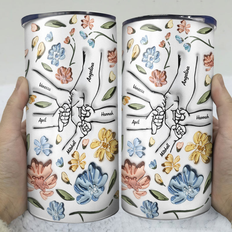 Hand In Hand, I Will Always Protect You - Gift For Mom, Grandma - 3D Inflated Effect Printed Tumbler, Personalized 4 In 1 Can Cooler Tumbler