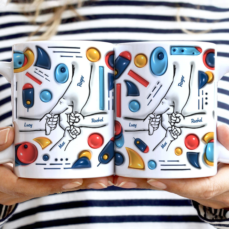 Hand In Hand, I Will Always Protect You - Gift For Dad, Grandpa - 3D Inflated Effect Printed Mug, Personalized White Edge-to-Edge Mug