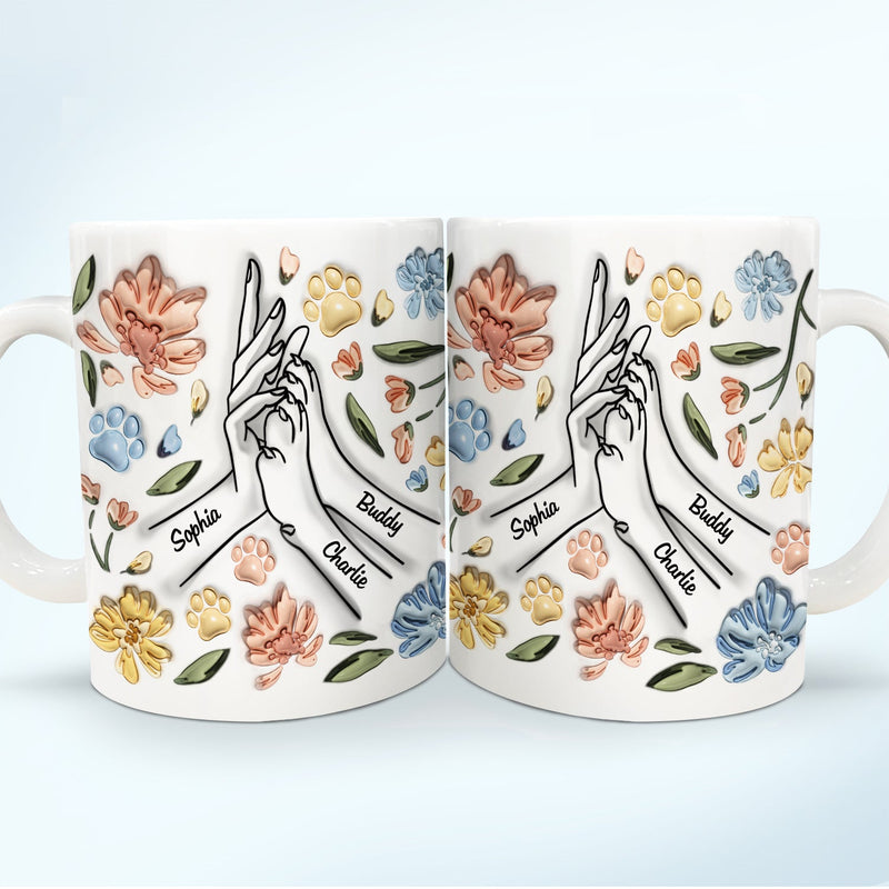 High Five Paw And Hand - Gift For Dog Mom, Dog Lover, Mother, Pet Lovers - 3D Inflated Effect Printed Mug, Personalized White Edge-to-Edge Mug